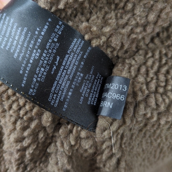 Guess Faux Leather Men's Medium Bomber Jacket Sherpa Lined Field Cargo Military‎ - Picture 14 of 14